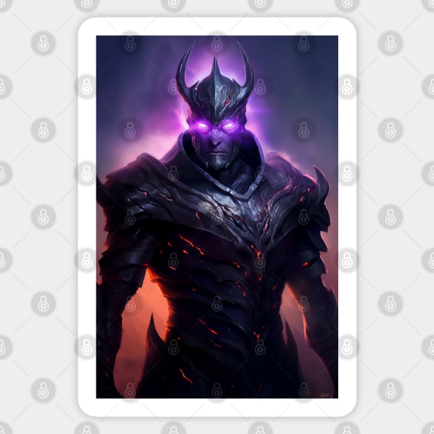 Purple-Eyed Demon Knight Sticker by David Kincaid Art